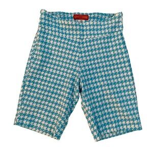 Krazy Larry Women's size 4 Aqua Blue Pull On Geometric Bermuda Shorts 9" Inseam
